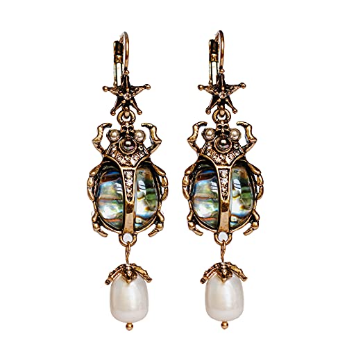 Drop Dangle Earrings For Women - Vintage Jewelry For Women- Unique Beetle Bug Scarab Weird Earrings - Fashion Abalone Shell Earring Gifts for Women Drop Dangle Earrings For Women - Vintage Jewelry For Women- Unique Beetle Bug Scarab Weird Earrings - Fashion Abalone Shell Earring Gifts for Women