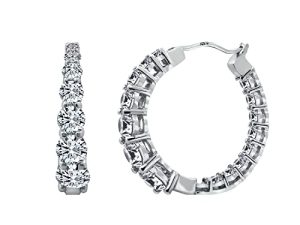 Amazon Collection Platinum or Gold-Plated Sterling Silver Infinite Elements Zirconia Graduated Hoop Earrings