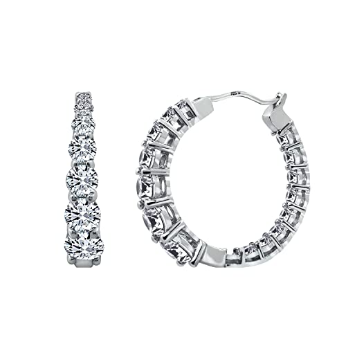 Amazon Collection Platinum or Gold-Plated Sterling Silver Infinite Elements Zirconia Graduated Hoop Earrings Amazon Collection Platinum or Gold-Plated Sterling Silver Infinite Elements Zirconia Graduated Hoop Earrings