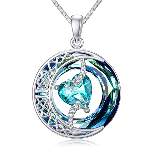 TOUPOP Christmas Gift For Women Girls Moon Star Necklace Heart Birthstone Half Moon Pendant Sterling Silver Birthday Gift With Blue Crystal Mother's Day Jewelry Gifts for Wife Girlfriend Mom Daughter TOUPOP Christmas Gift For Women Girls Moon Star Necklace Heart Birthstone Half Moon Pendant Sterling Silver Birthday Gift With Blue Crystal Mother's Day Jewelry Gifts for Wife Girlfriend Mom Daughter