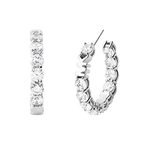 Michael Kors Women's Stainless Steel Small Hoop Huggie Earrings With Crystal Accents Michael Kors Women's Stainless Steel Small Hoop Huggie Earrings With Crystal Accents