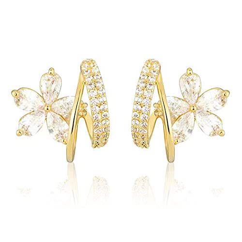 SENNI 14K Gold Plated Claw Cubic Zirconia Cuff Earrings Huggie Stud Sparkling Earring Cuff Zircon Needle Stud Ear For Women Girls SENNI 14K Gold Plated Claw Cubic Zirconia Cuff Earrings Huggie Stud Sparkling Earring Cuff Zircon Needle Stud Ear For Women Girls