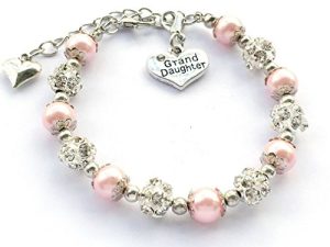 DOLON Gift for Granddaughter Bracelet Jewelry with Rhinestone Balls Faux Pearl