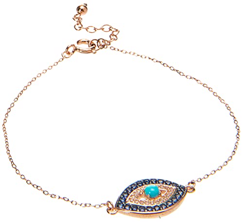 Amazon Collection 18k Yellow Gold Plated Sterling Silver Stabilized Turquoise with Created Blue and White Sapphire Evil Eye Necklace Amazon Collection 18k Yellow Gold Plated Sterling Silver Stabilized Turquoise with Created Blue and White Sapphire Evil Eye Necklace