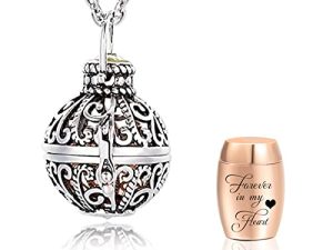 Vintage Hollow Flower Urn Necklace for Ashes Forever in my heart Memorial Locket Pendant Jar Keepsake Cremation Jewelry