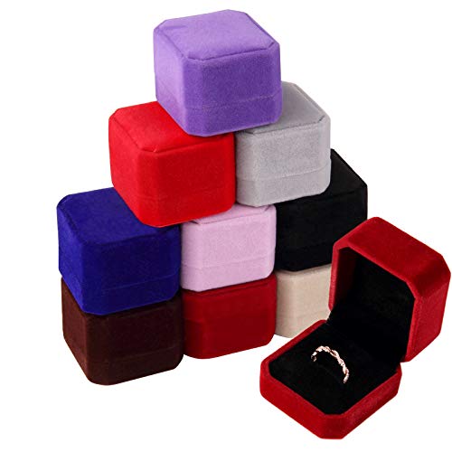 Lamoutor 9Pcs Velvet Ring Box Earring Box Jewelry Gift Box Assorted Color Lamoutor 9Pcs Velvet Ring Box Earring Box Jewelry Gift Box Assorted Color