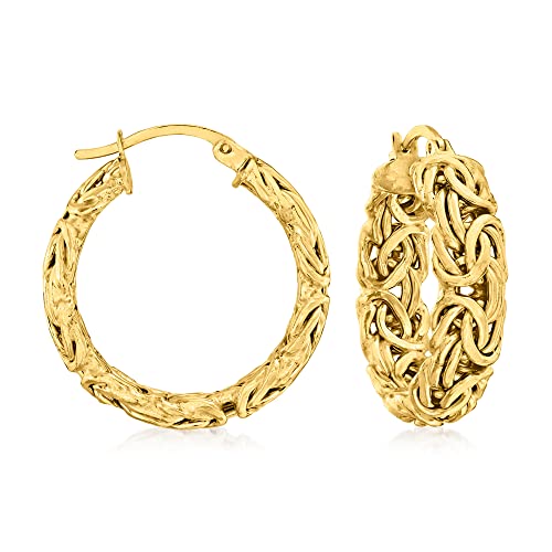 Ross-Simons 18kt Gold Over Sterling Small Byzantine Hoop Earrings Ross-Simons 18kt Gold Over Sterling Small Byzantine Hoop Earrings