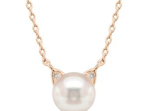 14K Gold Plated Sterling Silver AAA+ Freshwater Cultured Pearl Cat Pearl Pendant