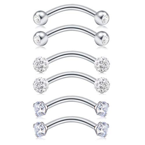 MODRSA Rook Piercing Jewelry Rook Earrings for Women Eyebrow Rings Surgical Steel 16g Curved Barbell Snug Daith Surface Tragus Piercing Jewelry Silver Rose Gold MODRSA Rook Piercing Jewelry Rook Earrings for Women Eyebrow Rings Surgical Steel 16g Curved Barbell Snug Daith Surface Tragus Piercing Jewelry Silver Rose Gold