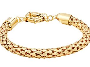 Barzel 18K Gold Plated Popcorn Mesh Bracelet - Made in Brazil