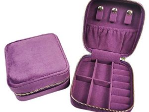 Kewya Small Velvet Jewelry Box Organizer Display Case For Women Travel Storage (Purple)