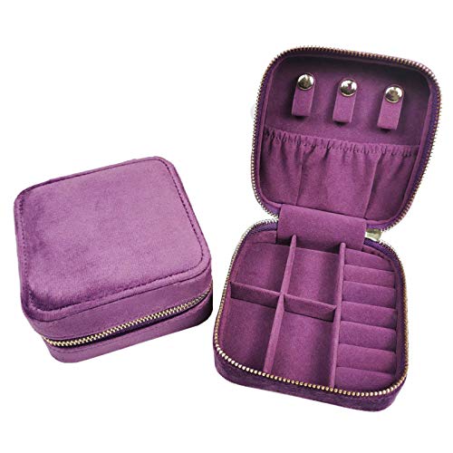Kewya Small Velvet Jewelry Box Organizer Display Case For Women Travel Storage (Purple) Kewya Small Velvet Jewelry Box Organizer Display Case For Women Travel Storage (Purple)