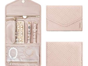 BAGSMART Travel Jewelry Organizer Roll Foldable Jewelry Case for Journey-Rings