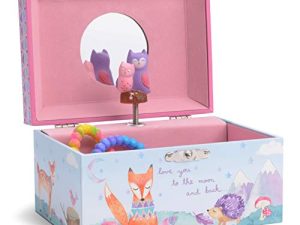 Jewelkeeper Girl's Musical Jewelry Storage Box with Spinning Owls
