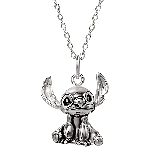 Disney Lilo & Stitch Womens Sterling Silver Necklace - 3D Pendants Stitch Necklaces with 18-inch Chain Jewelry for Women Disney Lilo & Stitch Womens Sterling Silver Necklace - 3D Pendants Stitch Necklaces with 18-inch Chain Jewelry for Women