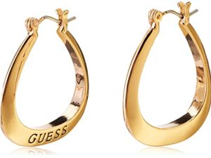 GUESS Basic Small Oval Logo Hoop Earrings