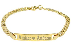 Tina&Co Personalized Stainless Steel Bracelets Name Bar Bracelet Custom Bracelet Gift For Mom Women-24