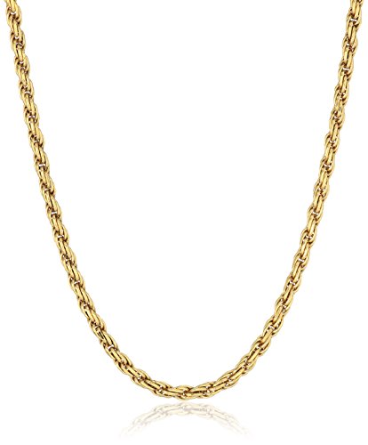 Amazon Essentials Gold or Rhodium Plated Sterling Silver Diamond Cut Rope Chain Necklace Amazon Essentials Gold or Rhodium Plated Sterling Silver Diamond Cut Rope Chain Necklace