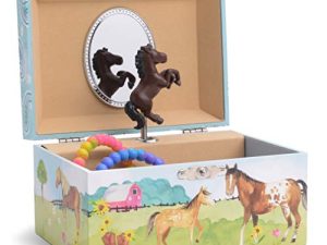 Jewelkeeper Girl's Musical Jewelry Storage Box with Spinning Horse