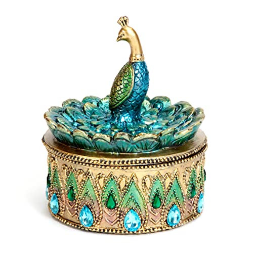 Bits and Pieces - Peacock Keepsake Box - Peacock Art - Golden Jewelry Box Bits and Pieces - Peacock Keepsake Box - Peacock Art - Golden Jewelry Box