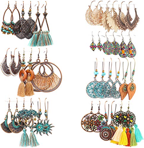 21 Pairs Fashion Boho Drop Dangle Earrings for Women Girls Colorful Tassel Vintage Statement Lightweight Bohemian National Style Teardrop Hollow Leaf Wooden Beaded Hoop Hippie Jewelry Earrings Set 21 Pairs Fashion Boho Drop Dangle Earrings for Women Girls Colorful Tassel Vintage Statement Lightweight Bohemian National Style Teardrop Hollow Leaf Wooden Beaded Hoop Hippie Jewelry Earrings Set
