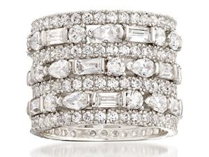 Ross-Simons 6.56 ct. t.w. Multi-Shaped CZ 6-Row Eternity Band in Sterling Silver