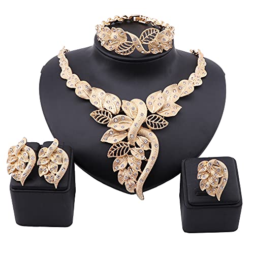 NA African Dubai Gold Jewelry Nigerian Crystal Necklace Hoop Earrings Ring Women Italian Bridal Jewelry Sets Wedding Accessories (Gold) NA African Dubai Gold Jewelry Nigerian Crystal Necklace Hoop Earrings Ring Women Italian Bridal Jewelry Sets Wedding Accessories (Gold)