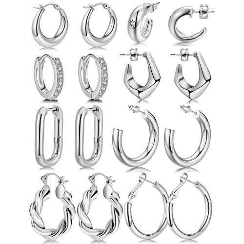 8 Pairs Delicate Personality Gold Hoop Earrings Set for Women 8 Pairs Delicate Personality Gold Hoop Earrings Set for Women