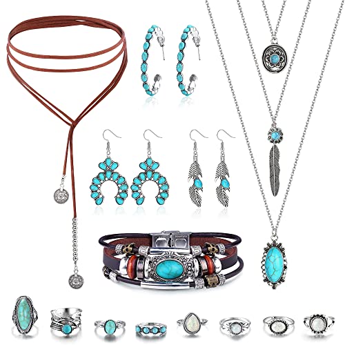 Jstyle Western Jewelry for Women Vintage Bohemian Turquoise Pendant Necklace Jstyle Western Jewelry for Women Vintage Bohemian Turquoise Pendant Necklace