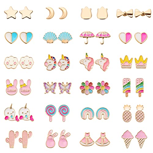 24 Pairs Hypoallergenic Earrings Set for Girls Teens Kids Stainless Steel Stud Earrings Set Animal Butterfly Rainbow Star Unicorn Cute Earring Jewelry Gifts for Girls Kids Women 24 Pairs Hypoallergenic Earrings Set for Girls Teens Kids Stainless Steel Stud Earrings Set Animal Butterfly Rainbow Star Unicorn Cute Earring Jewelry Gifts for Girls Kids Women