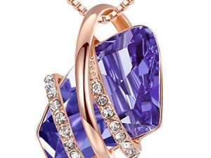 Leafael Wish Stone Pendant Necklace with Birthstone Crystal