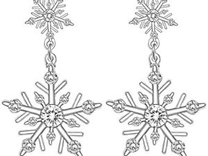 NVENF Christmas Snowflake Earrings for Women Winter Holiday Crystal Snowflake Drop Dangle Earrings Festive Gift for Girls