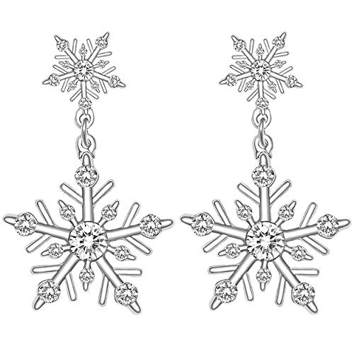 NVENF Christmas Snowflake Earrings for Women Winter Holiday Crystal Snowflake Drop Dangle Earrings Festive Gift for Girls NVENF Christmas Snowflake Earrings for Women Winter Holiday Crystal Snowflake Drop Dangle Earrings Festive Gift for Girls