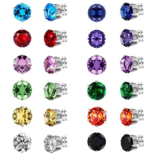 Spiritlele 12 Pairs Colors Cubic Zirconia Magnetic Earrings Clip on Non Piercing Earrings Set Unisex (Six Prong Cytal) Spiritlele 12 Pairs Colors Cubic Zirconia Magnetic Earrings Clip on Non Piercing Earrings Set Unisex (Six Prong Cytal)