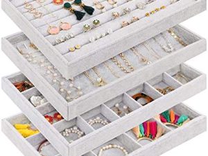 Mebbay Stackable Velvet Jewelry Trays Organizer