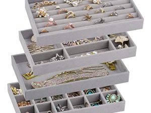 Ptaedex Stackable Velvet Jewelry Trays Organizer for Drawers