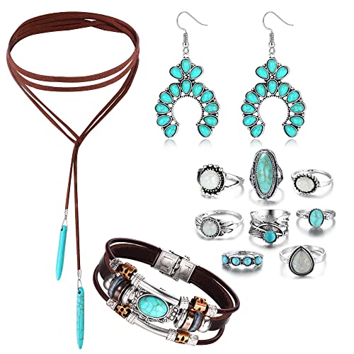 LOLIAS Western Jewelry for Women Boho Turquoise Jewelry Set LOLIAS Western Jewelry for Women Boho Turquoise Jewelry Set