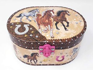 Hot Focus Dashing Horse Oval Shaped Musical Jewelry Box