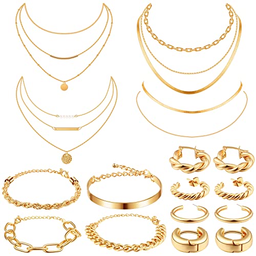 12 Pcs 14K Gold Jewelry Sets for Women 4 Gold Earrings Sets 12 Pcs 14K Gold Jewelry Sets for Women 4 Gold Earrings Sets