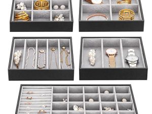 Stackable Jewelry Trays Closet Dresser Drawer Organizer for Accessories