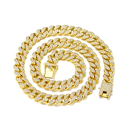FEEL STYLE Mens Cuban Link Chain Miami Cuban Necklace 18k Gold Silver Diamond Cut Stainless Steel Chain for Men13mm 10mm Iced Out Hip Hop Jewelry FEEL STYLE Mens Cuban Link Chain Miami Cuban Necklace 18k Gold Silver Diamond Cut Stainless Steel Chain for Men13mm 10mm Iced Out Hip Hop Jewelry
