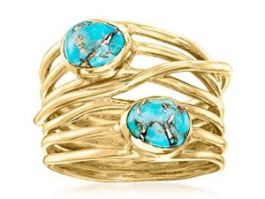 Ross-Simons Turquoise Highway Ring in 18kt Gold Over Sterling