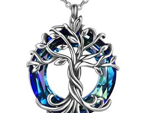 TOUPOP Christmas Gifts for Women 925 Sterling Silver Tree of Life Necklaces Celtic Family Tree Necklace with Circle Crystal Birthday Anniversary Jewelry Gifts for Women Girls Daughter Her