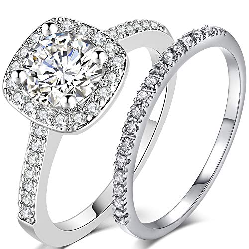 Jude Jewelers Silver Rose Gold 1.5 Carat Wedding Engagement Eternity Bridal Ring Set Jude Jewelers Silver Rose Gold 1.5 Carat Wedding Engagement Eternity Bridal Ring Set