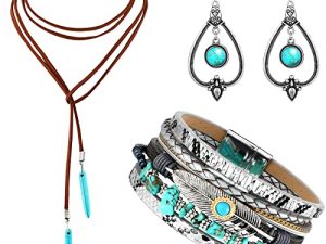 4 Pieces Western Jewelry for Women Bohemian Turquoise Jewelry