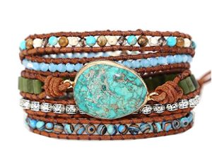 Boho Handmade Natural Stone Wrap Bracelets Turquoises Crystal Beads Bracelet Jewelry