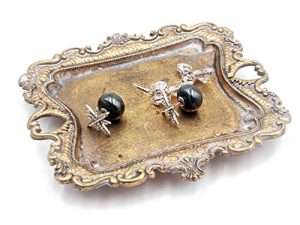 Funly mee Small Antique Trinket Dish Vintage Gold Jewelry Tray