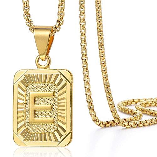 Trendsmax Initial A-Z Letter Pendant Necklace Mens Womens Capital Letter Yellow Gold Plated Stainless Steel Box Chain 22inch Trendsmax Initial A-Z Letter Pendant Necklace Mens Womens Capital Letter Yellow Gold Plated Stainless Steel Box Chain 22inch
