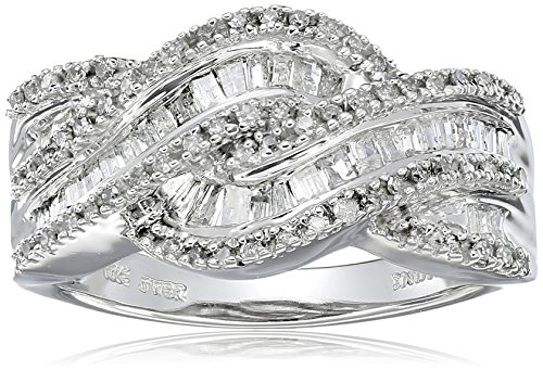 Amazon Collection 10k White Gold and Diamond Twist Ring (1/2 cttw Amazon Collection 10k White Gold and Diamond Twist Ring (1/2 cttw
