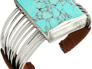 Robert Lee Morris "Mosaic" Semiprecious Turquoise Stone Multi Row Cuff Bracelet